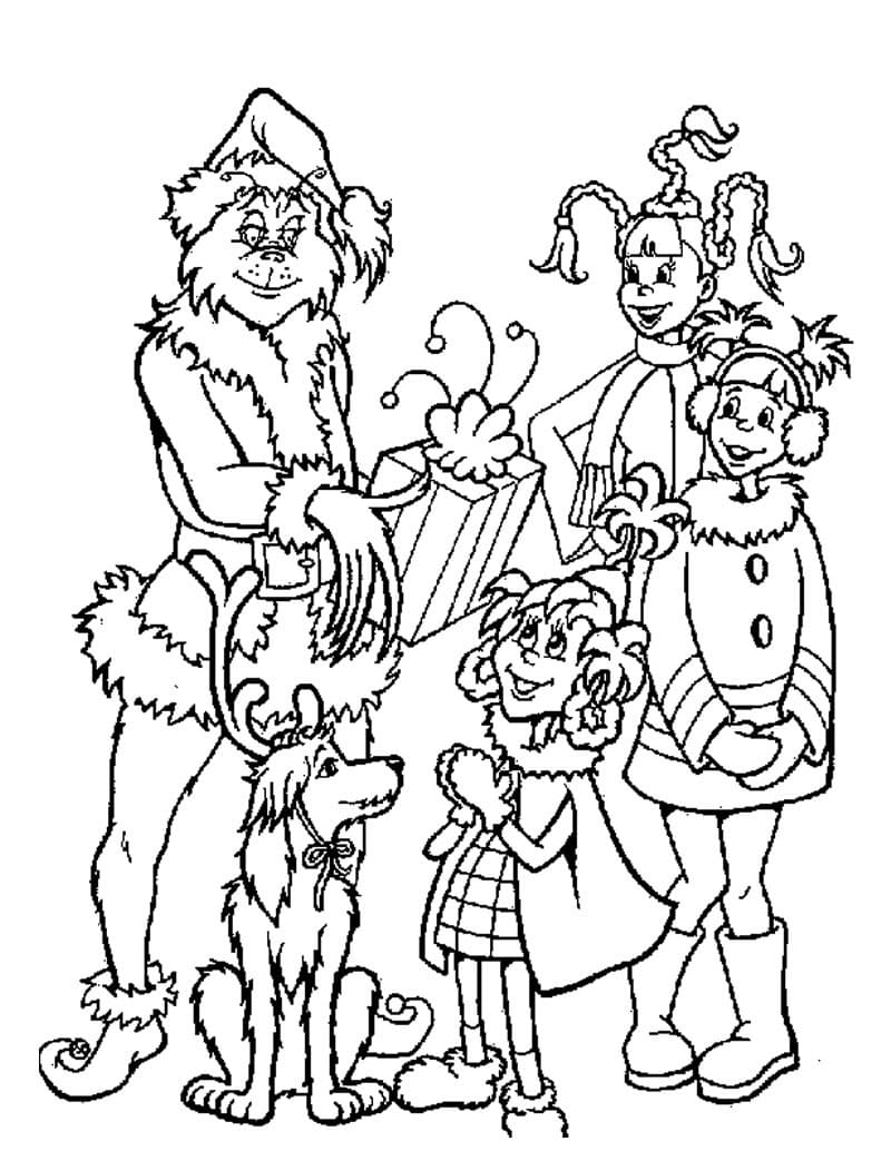 그린치와 가족 coloring page