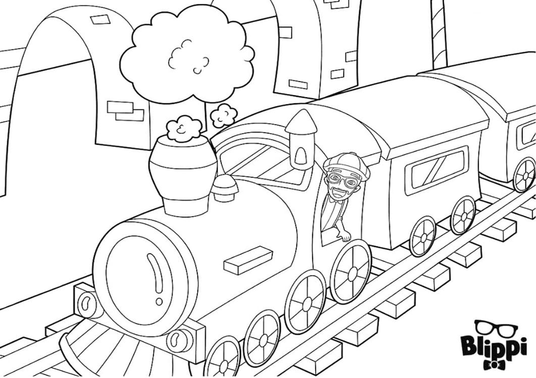 기차에 Blippi coloring page
