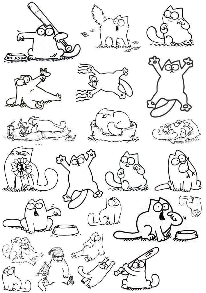 고양이 미적 그림 coloring page