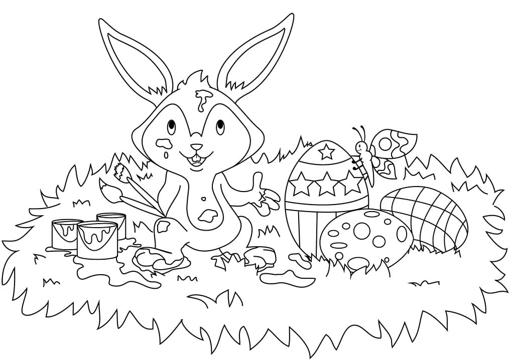 귀여운 부활절 토끼 coloring page