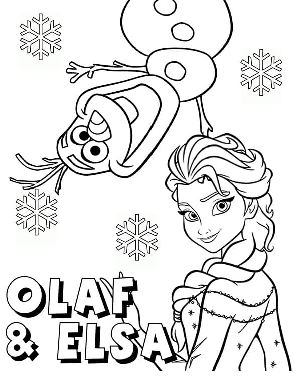 겨울왕국의 올라프와 엘사 coloring page