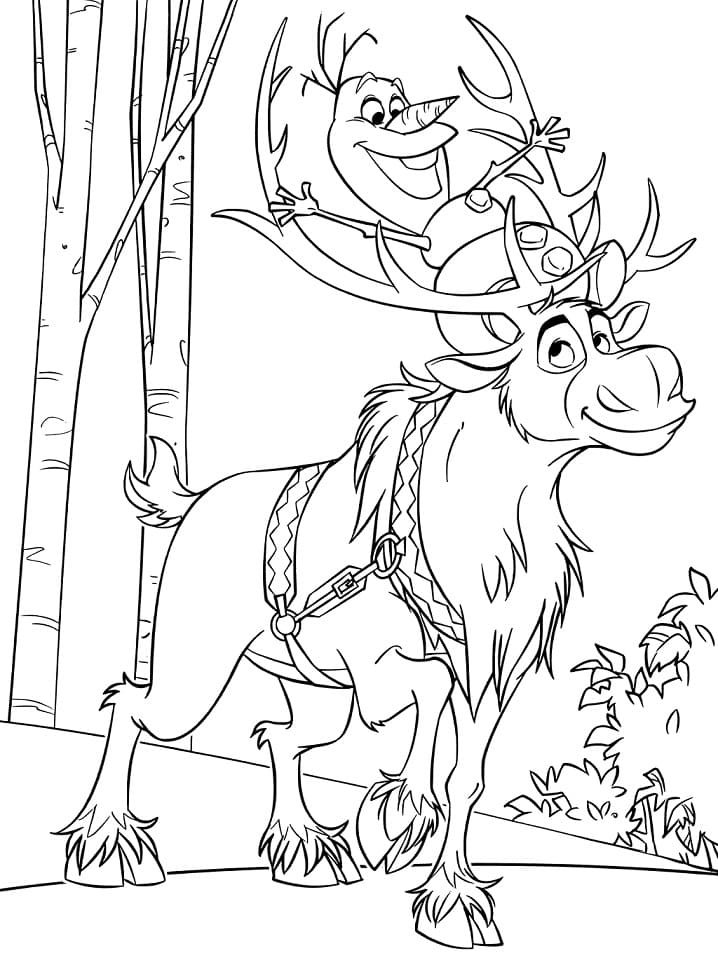 겨울왕국의 스벤과 올라프 coloring page