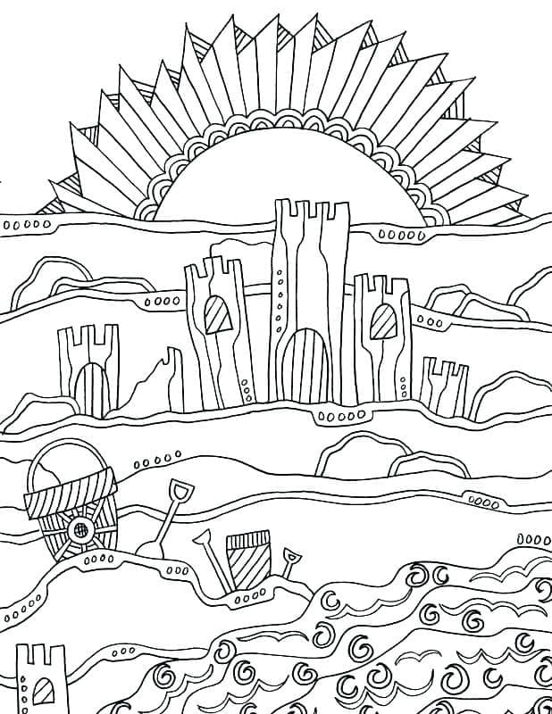 해변 인쇄 가능 coloring page