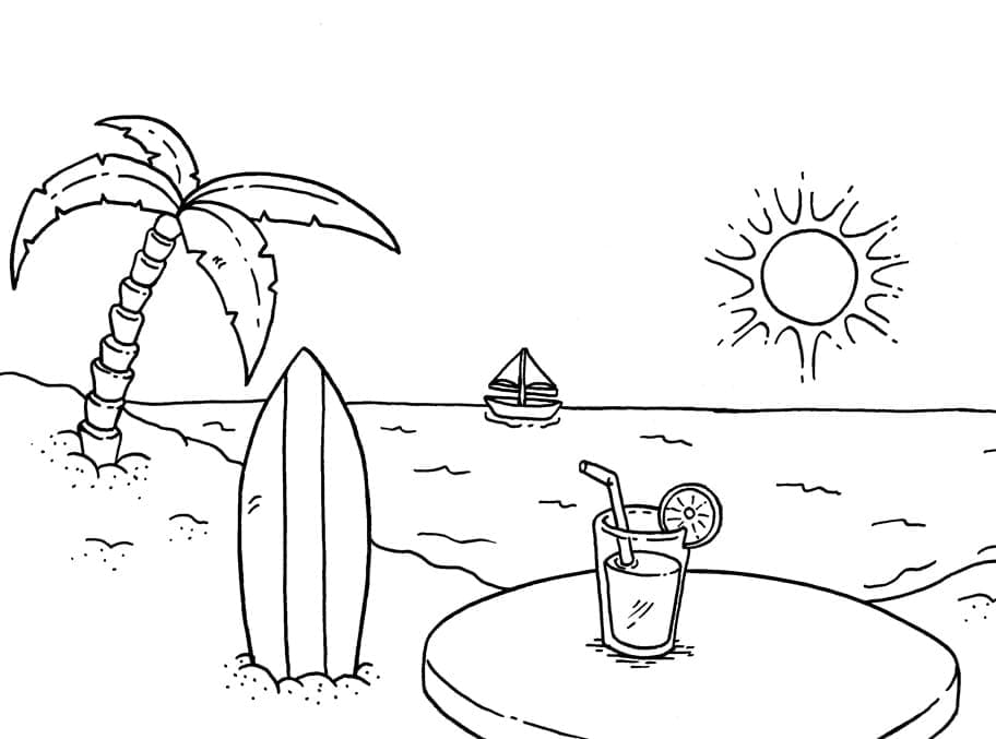 해변 장면 인쇄 가능 coloring page