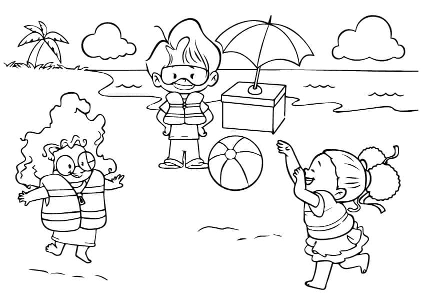 해변의 아이들 coloring page