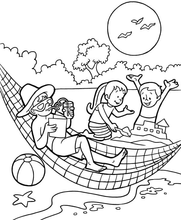 해변의 가족 coloring page