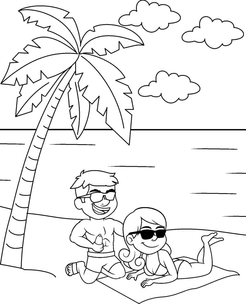 해변의 커플 coloring page