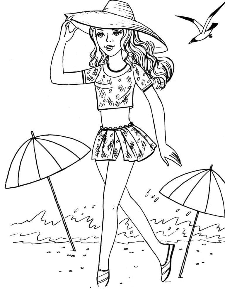 해변의 프리티 걸 coloring page