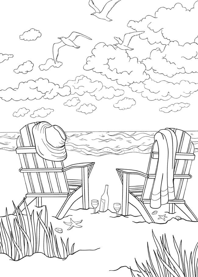 해변 의자 coloring page