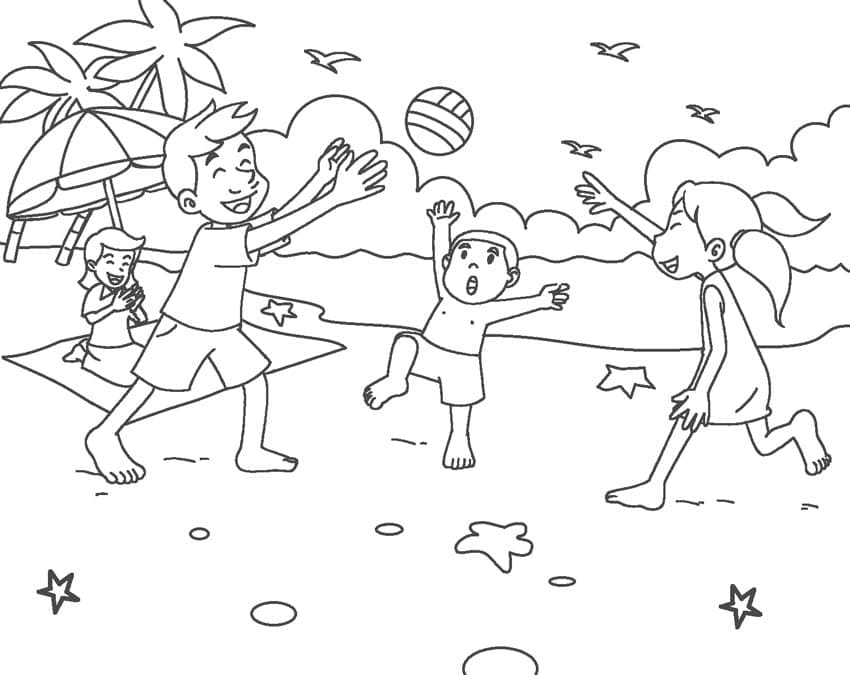 해피 비치 coloring page