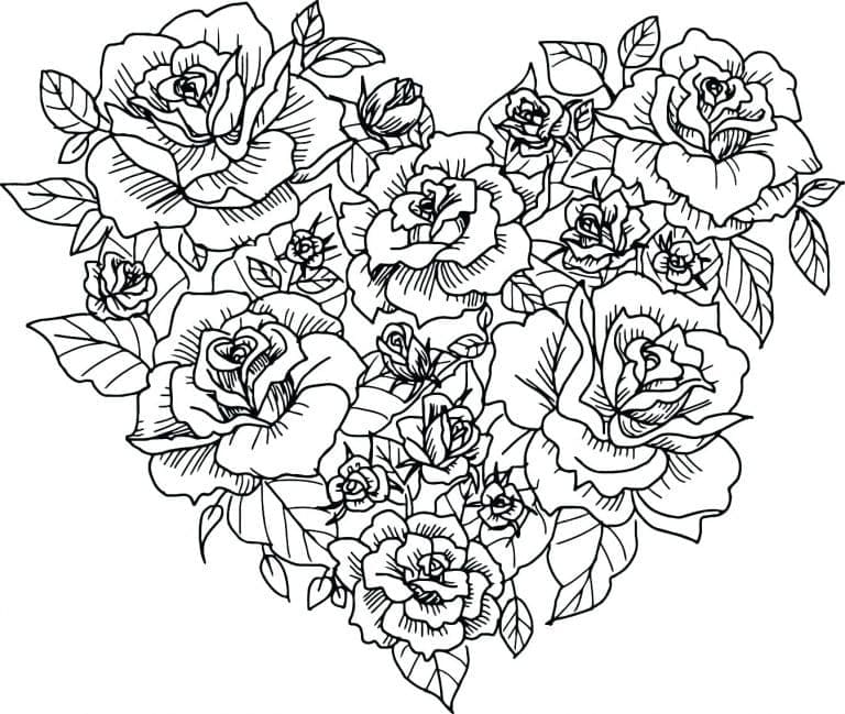 하트 꽃 coloring page
