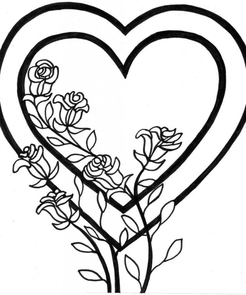 하트와 로즈의 가지 coloring page