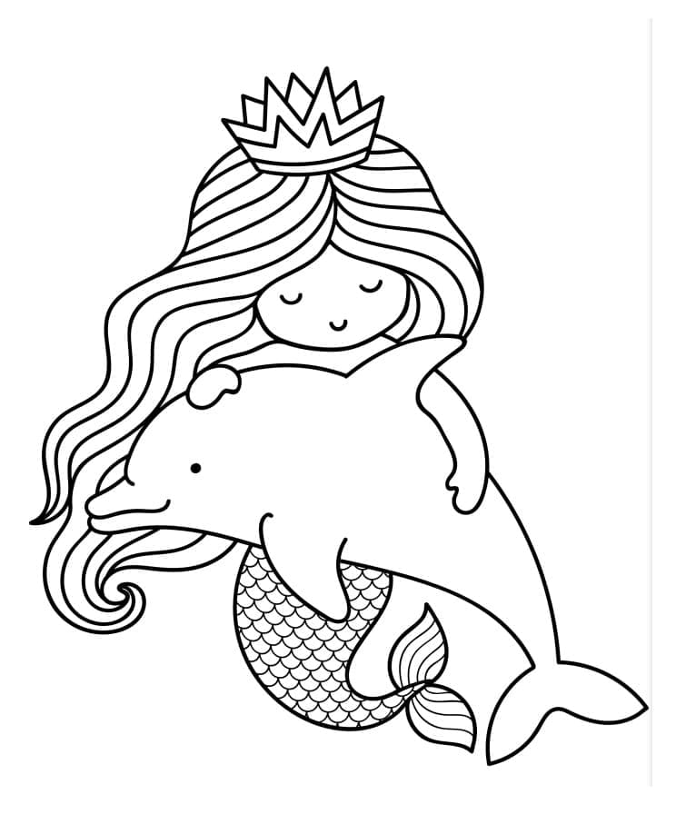 인어와 돌고래 coloring page