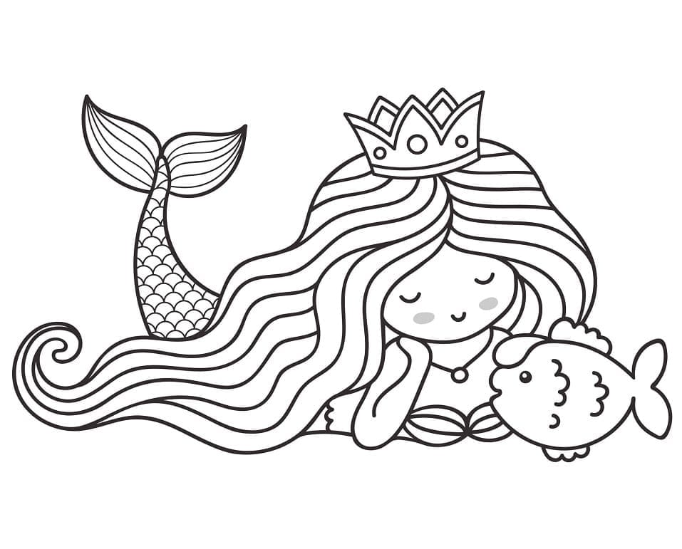 인어와 물고기 coloring page