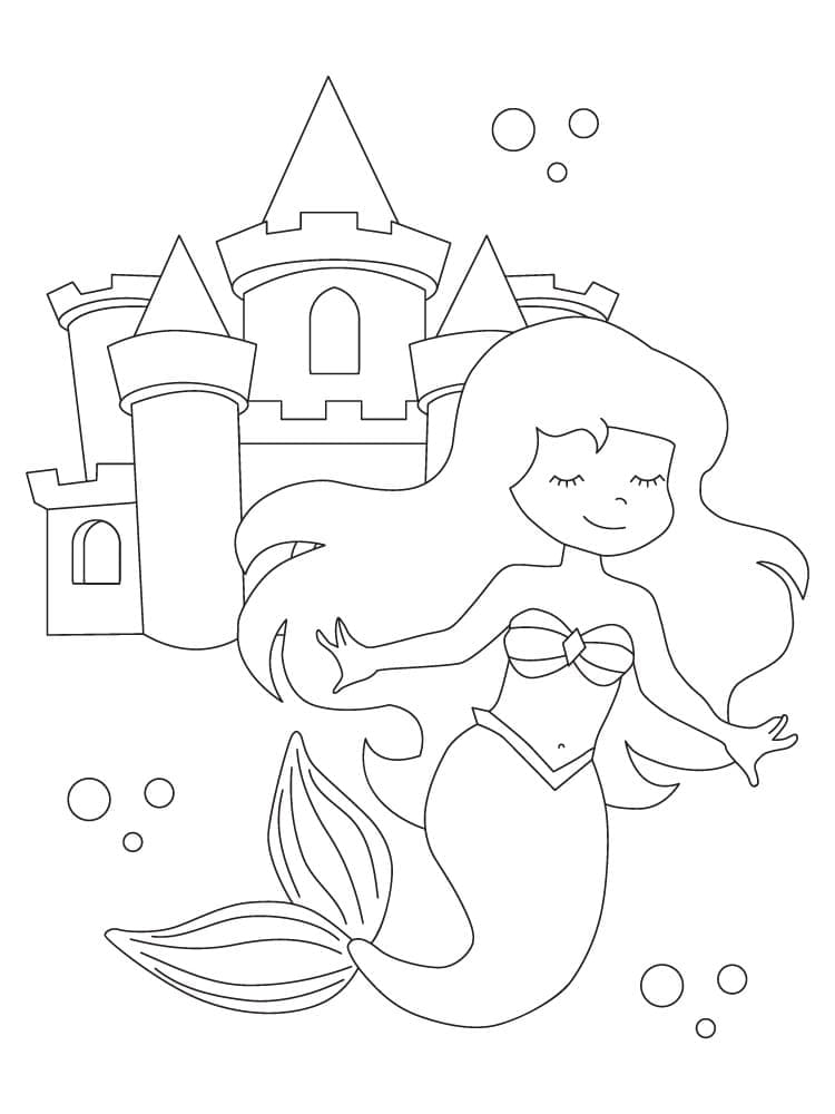 인어와 성 coloring page