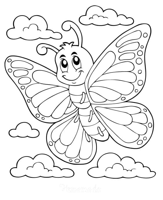 인쇄 가능한 비행 나비 coloring page