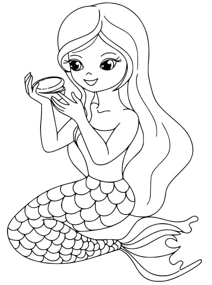 인쇄 가능한 귀여운 인어 coloring page