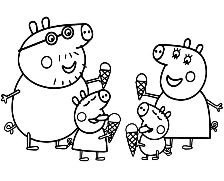 인쇄 가능한 Peppa Pig 가족 coloring page