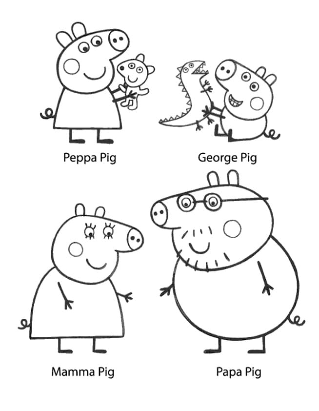 인쇄 가능한 Peppa Pig의 가족 coloring page