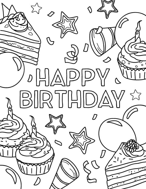 인쇄 가능한 생일 coloring page