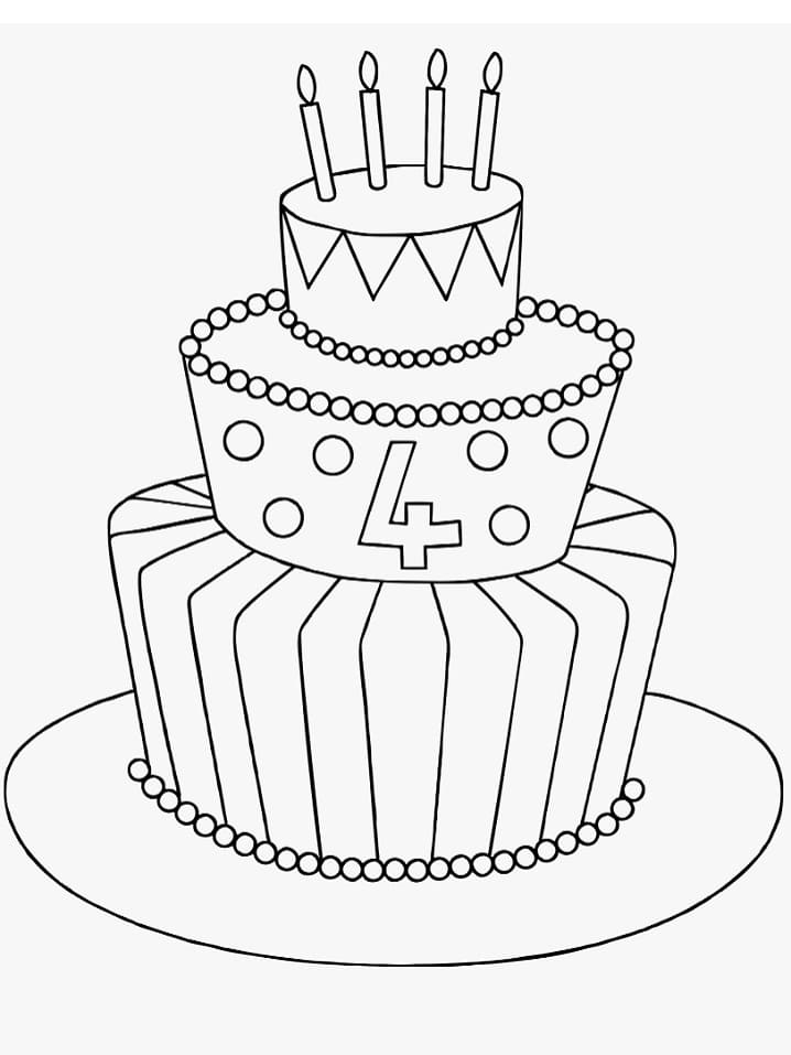 인쇄용 생일 축하 케이크 coloring page