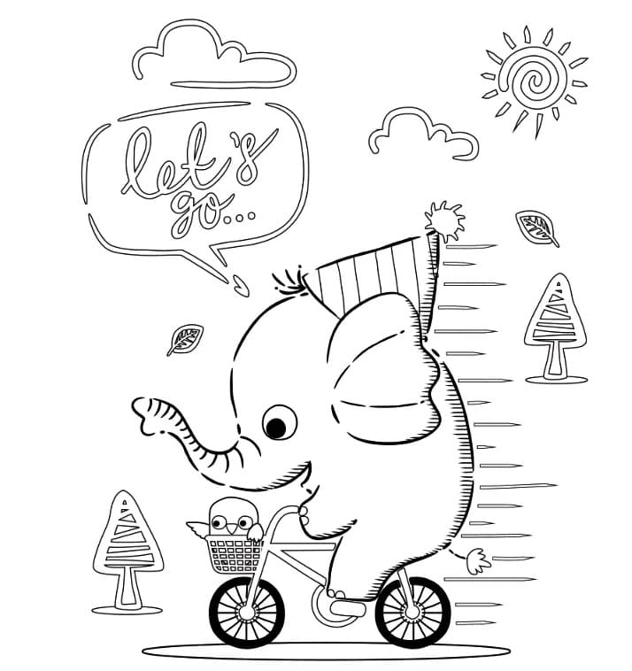 자전거를 탄 코끼리 coloring page