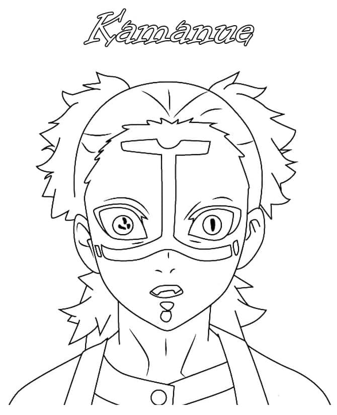 카마누에 데몬 슬레이어 coloring page