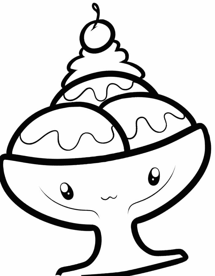 카와이 아이스크림 coloring page