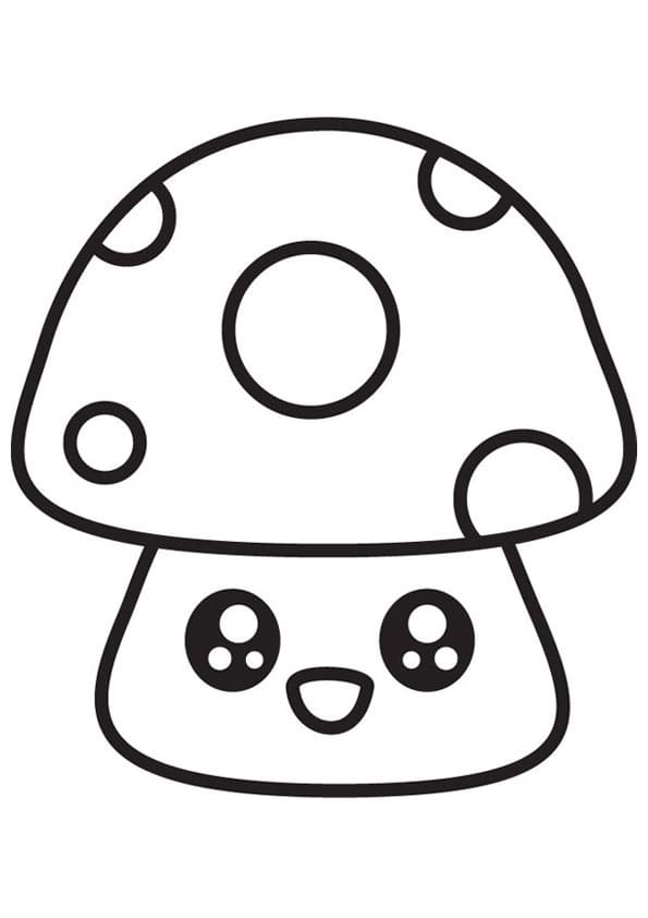 카와이 버섯 coloring page