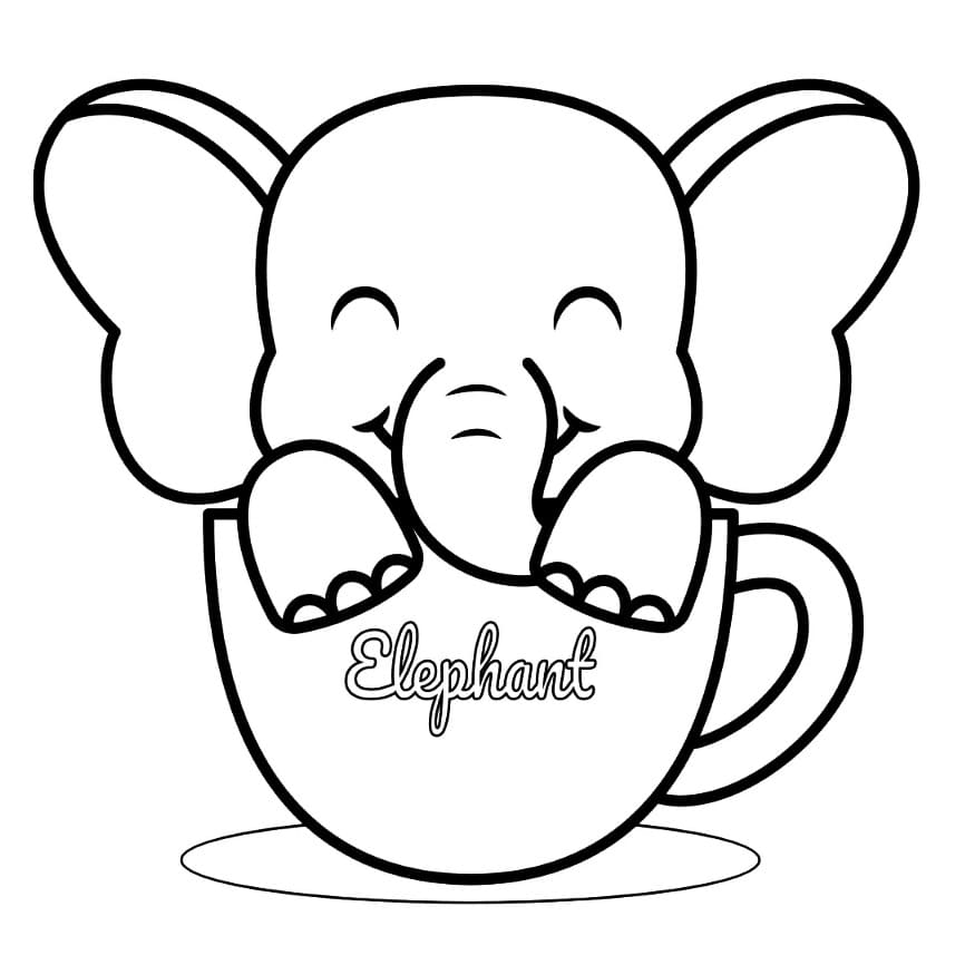 컵에 귀여운 코끼리