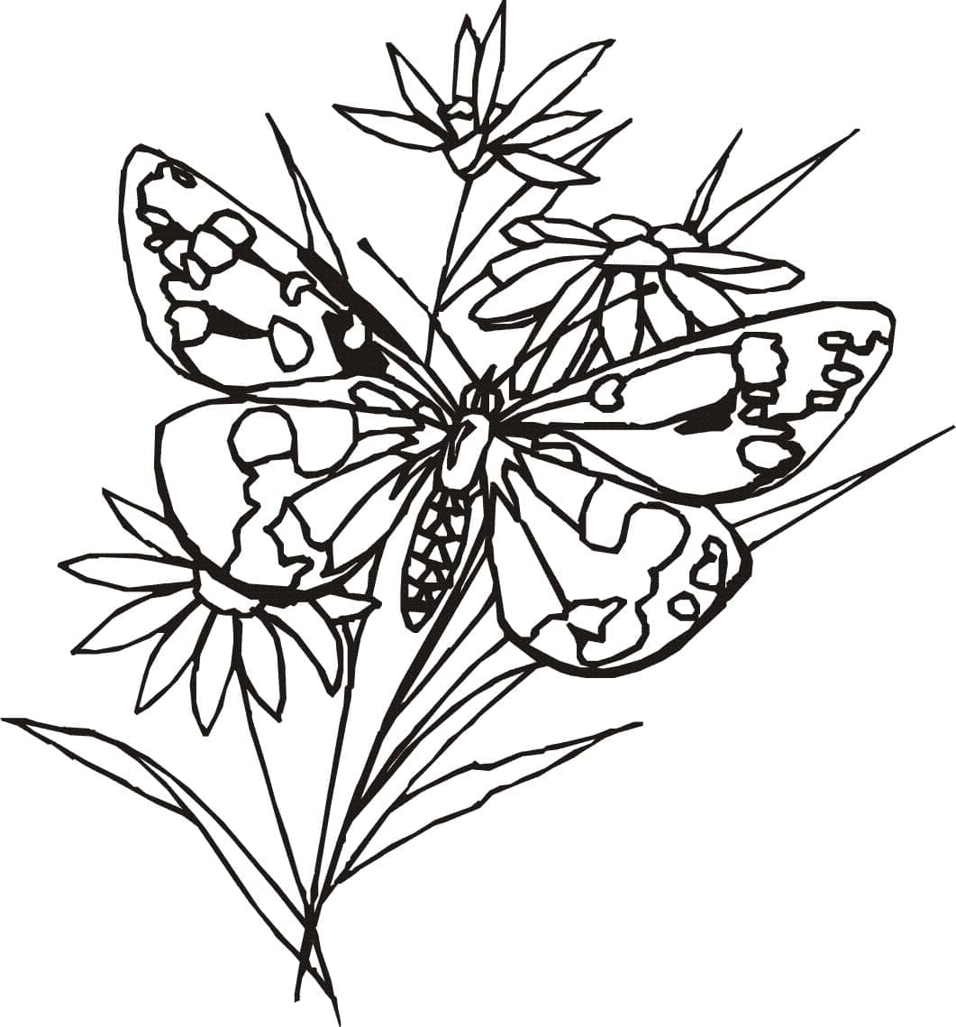 꽃을 든 나비 coloring page