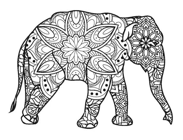 코끼리 만다라 coloring page