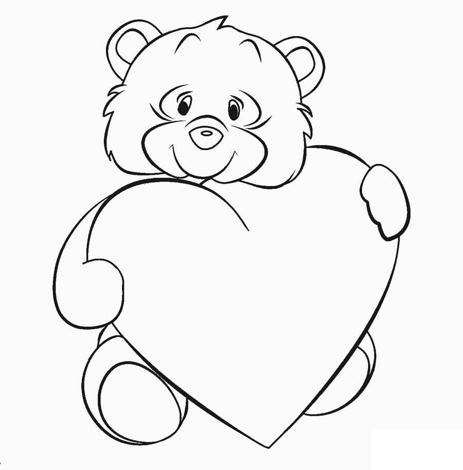 마음을 가진 귀여운 곰 coloring page