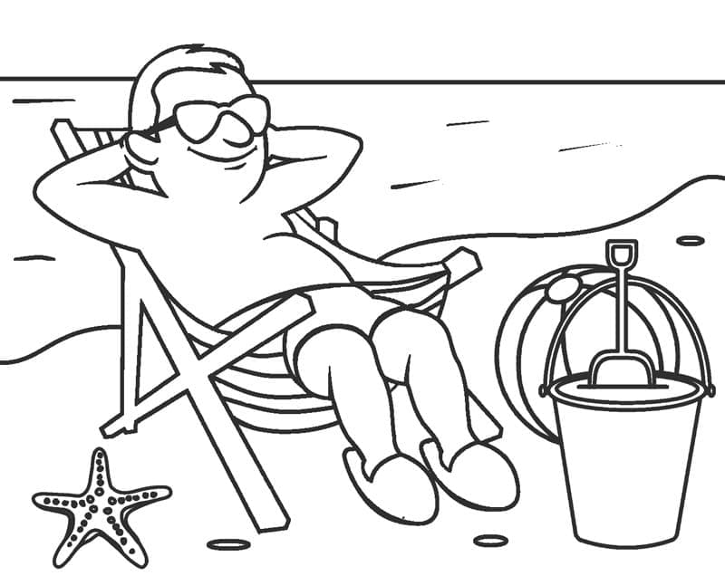 맨 온 더 비치 coloring page