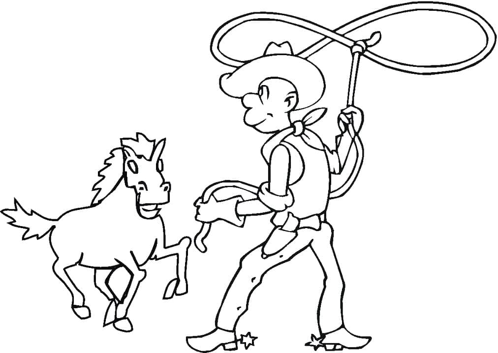 말과 카우보이 coloring page