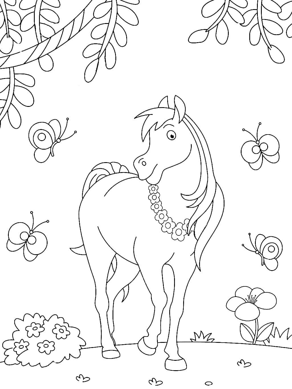 말과 나비 coloring page