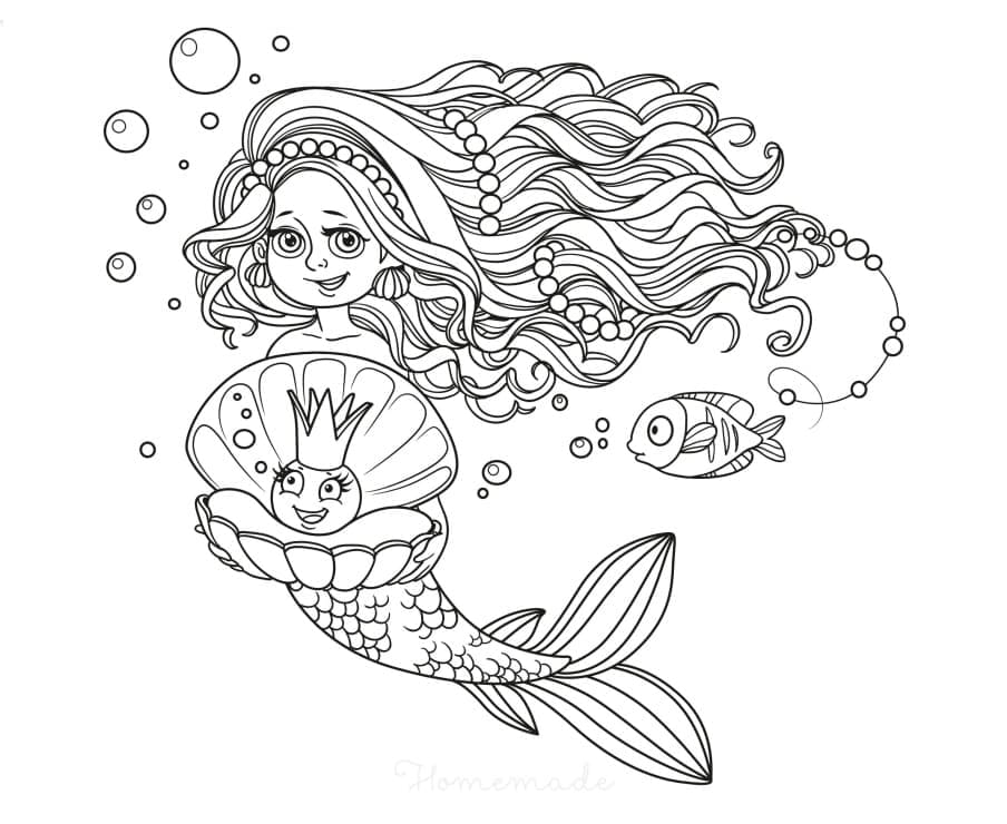 만화 인어 coloring page