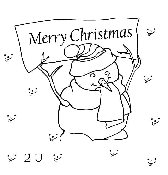 메리 크리스마스 눈사람 coloring page