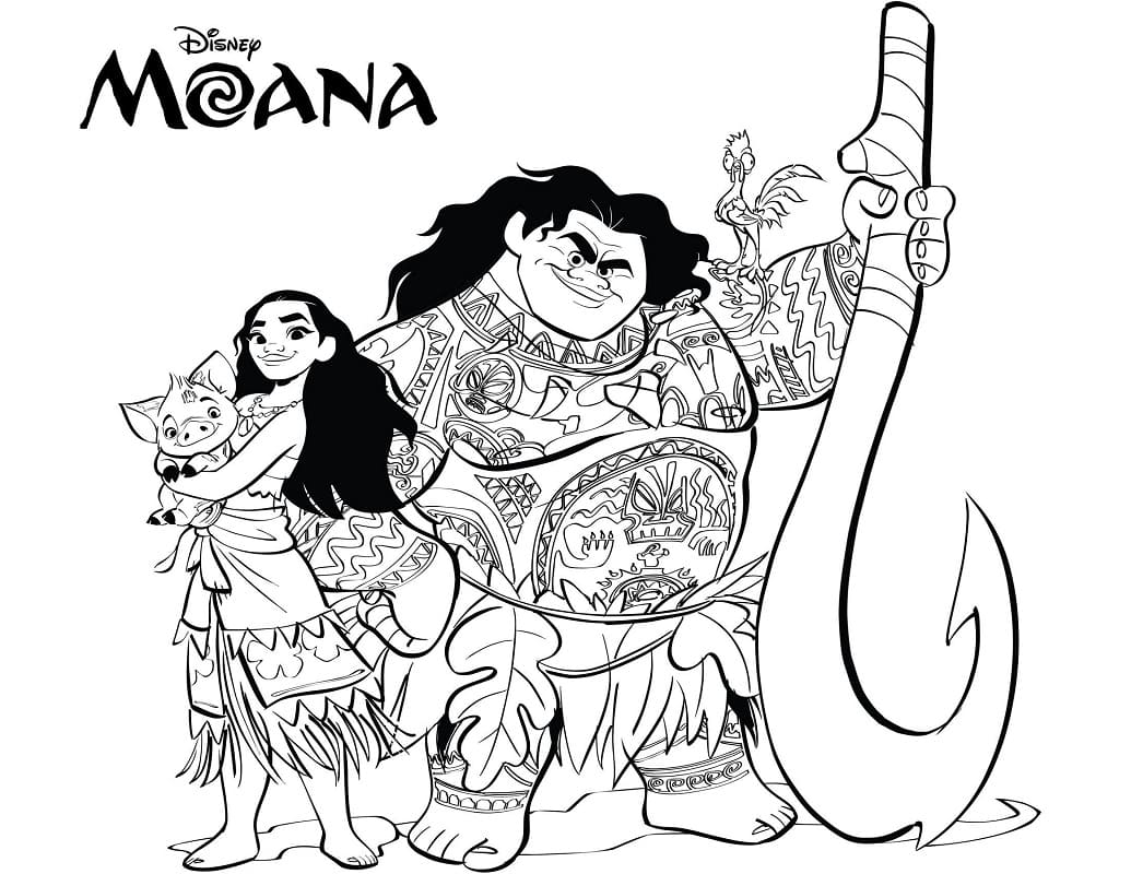 모아나와 마우이 coloring page