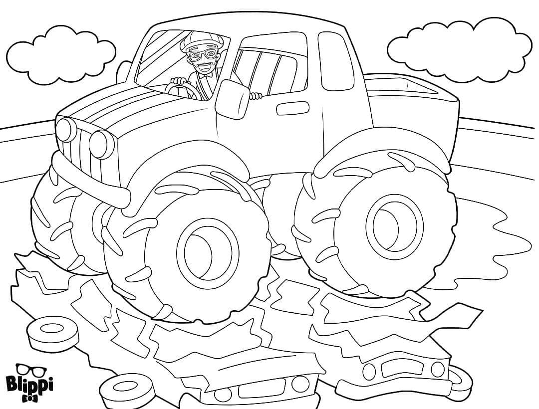 몬스터 트럭의 Blippi coloring page