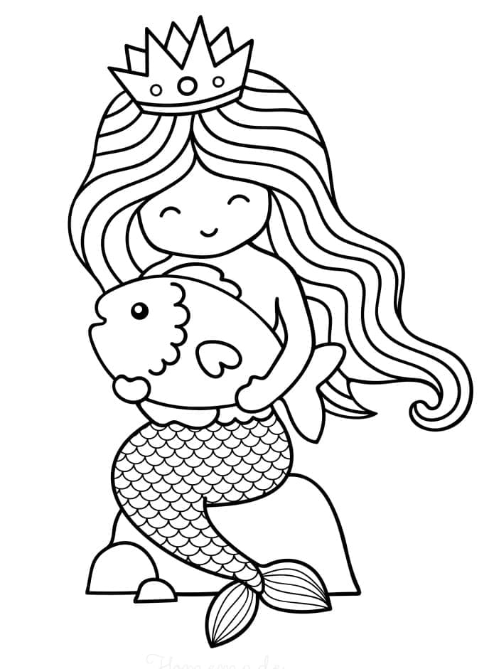 물고기와 인어 coloring page