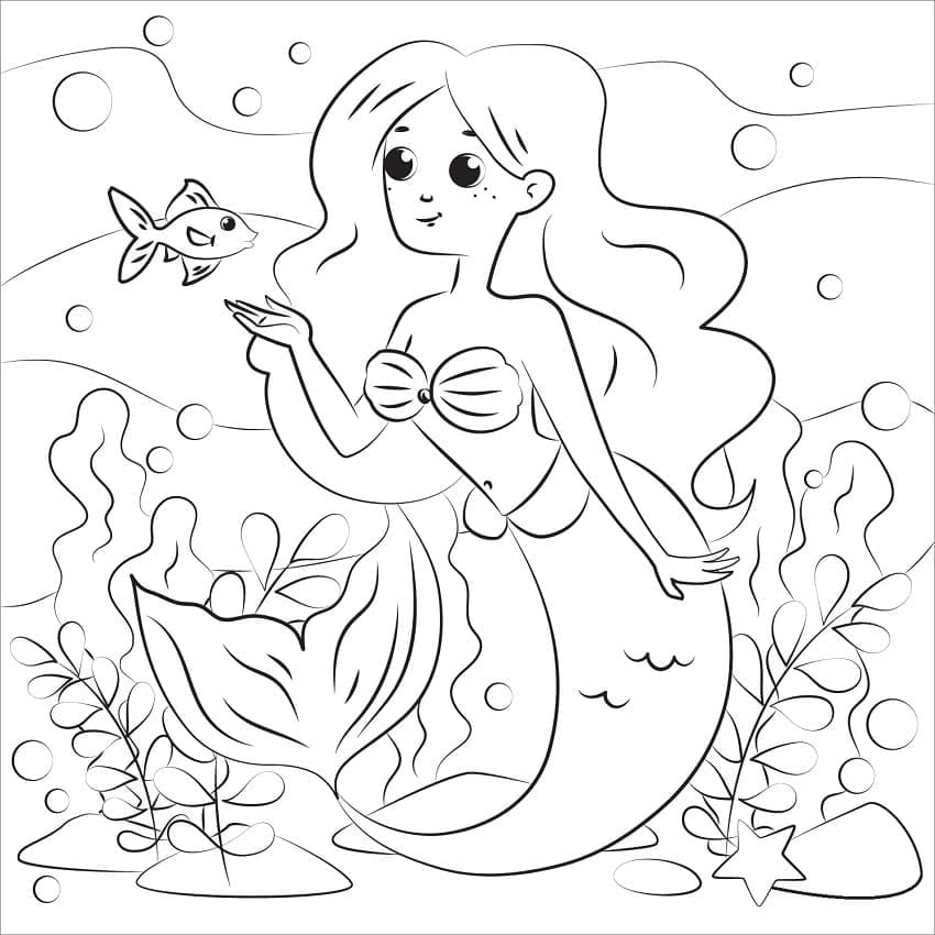 물고기와 인어 coloring page