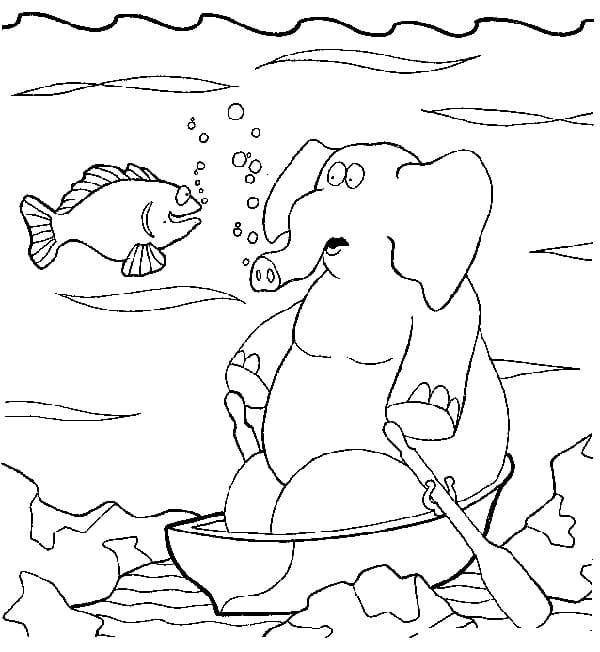 물고기와 코끼리 coloring page