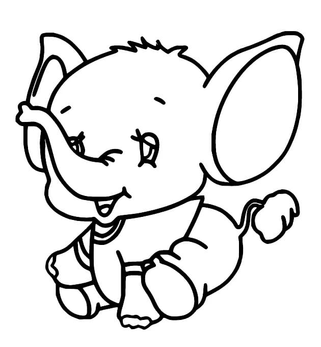 무료 아기 코끼리 coloring page