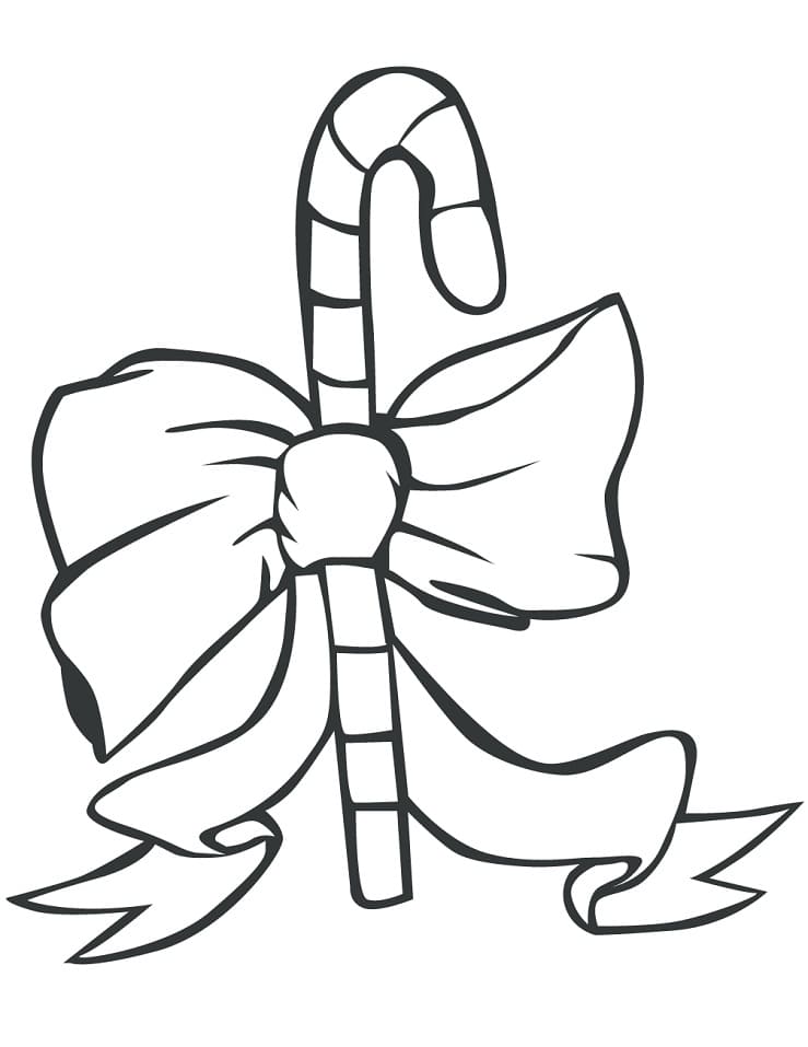 나비넥타이가 달린 지팡이 사탕 coloring page