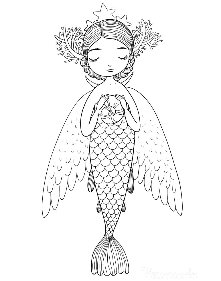 날개 달린 인어 coloring page