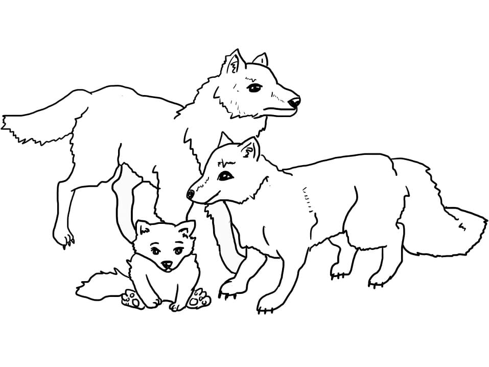 늑대 가족 coloring page