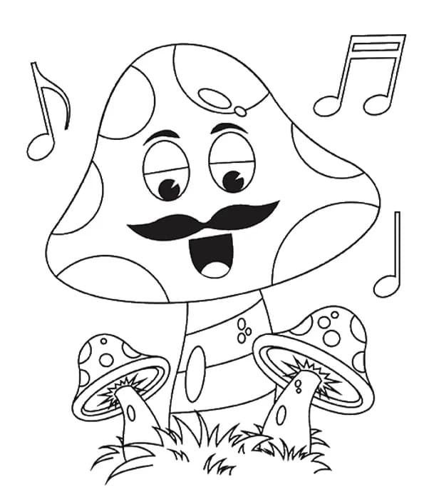 노래하는 버섯 coloring page