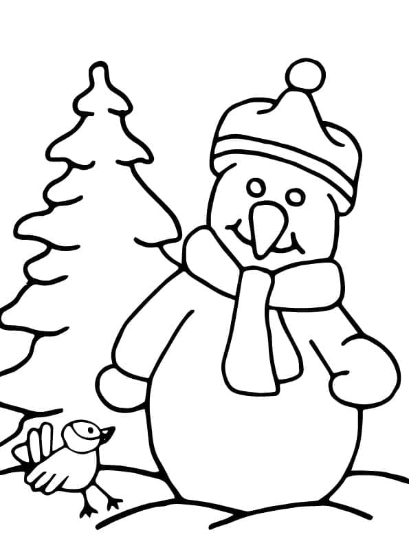 눈사람과 새 coloring page