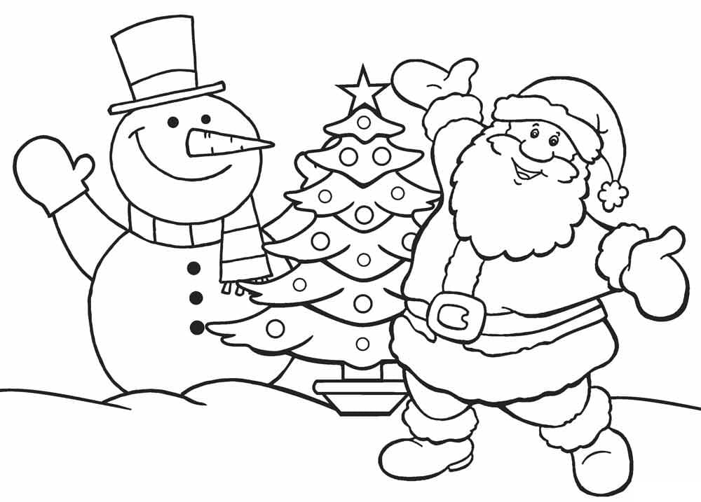 눈사람과 산타클로스 coloring page